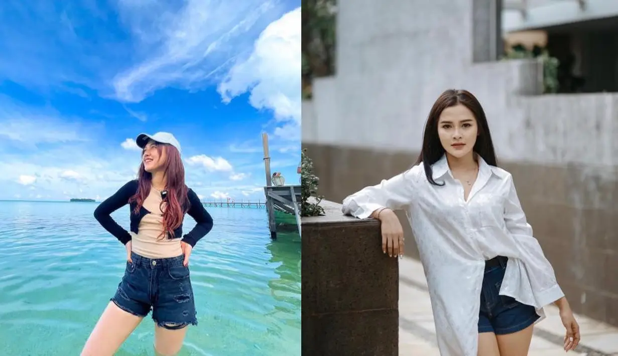 Untuk tampilan kasual, Happy Asmara memadukan celana pendeknya dengan tank top dan cropped cardigan, sementara Bella Bonita memadukan celana pendek dengan oversize shirt. [Foto: IG/happy_asmara77/bellabonita-r.a]