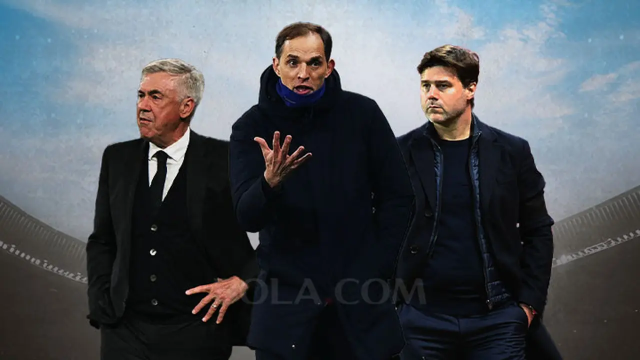 Ilustrasi - Carlo Ancelotti, Thomas Tuchel, Mauricio Pochettino