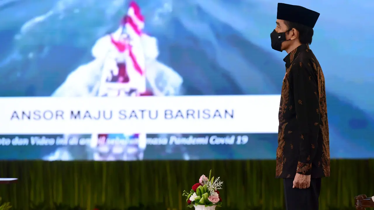 Presiden Jokowi menghadiri pembukaan peresmian Konferensi Besar XXIII Gerakan Pemuda Ansor Tahun 2020 secara virtual, Jumat (18/9/2020).