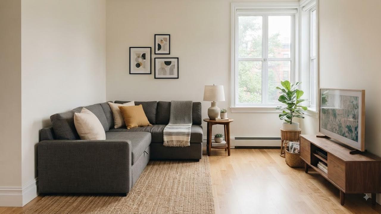 Sudut Ruangan dengan Sofa L-Shape