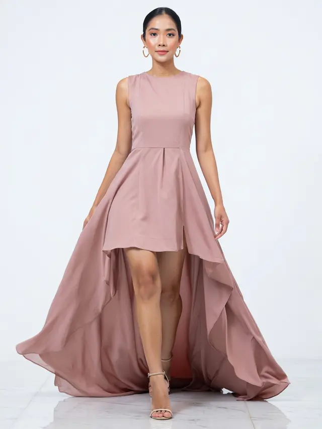 Long Dress Belah Depan yang Sopan (Foto: Reve Art AI)