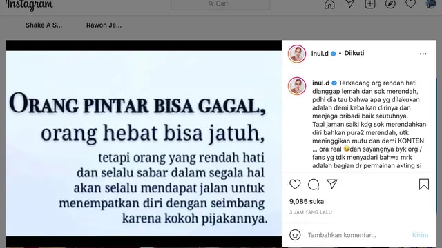 Unggahan Inul Daratista. (Foto: Instragram @inul.d)