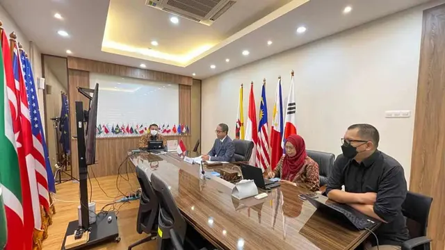 Pertemuan Virtual Kedua antara delegasi Brunei Darussalam-Indonesia-Malaysia-Philippines East ASEAN Growth Area (BIMP-EAGA) dengan Republic of Korea Senior Officials Meeting (SOM), Jumat (17/6/2022). (Sumber ekon.go.id)