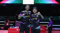 Leo Rolly Carnando/Bagas Maulana merebut tiket semifinal Japan Open 2024. Pebulu tangkis ganda putra Indonesia itu menumbangkan pasangan Jepang Kenya Mitsuhashi/Hiroki Okamura 21-15 dan 21-12 di Yokohama Arena, Jumat (23/8). (foto: PP PBSI)