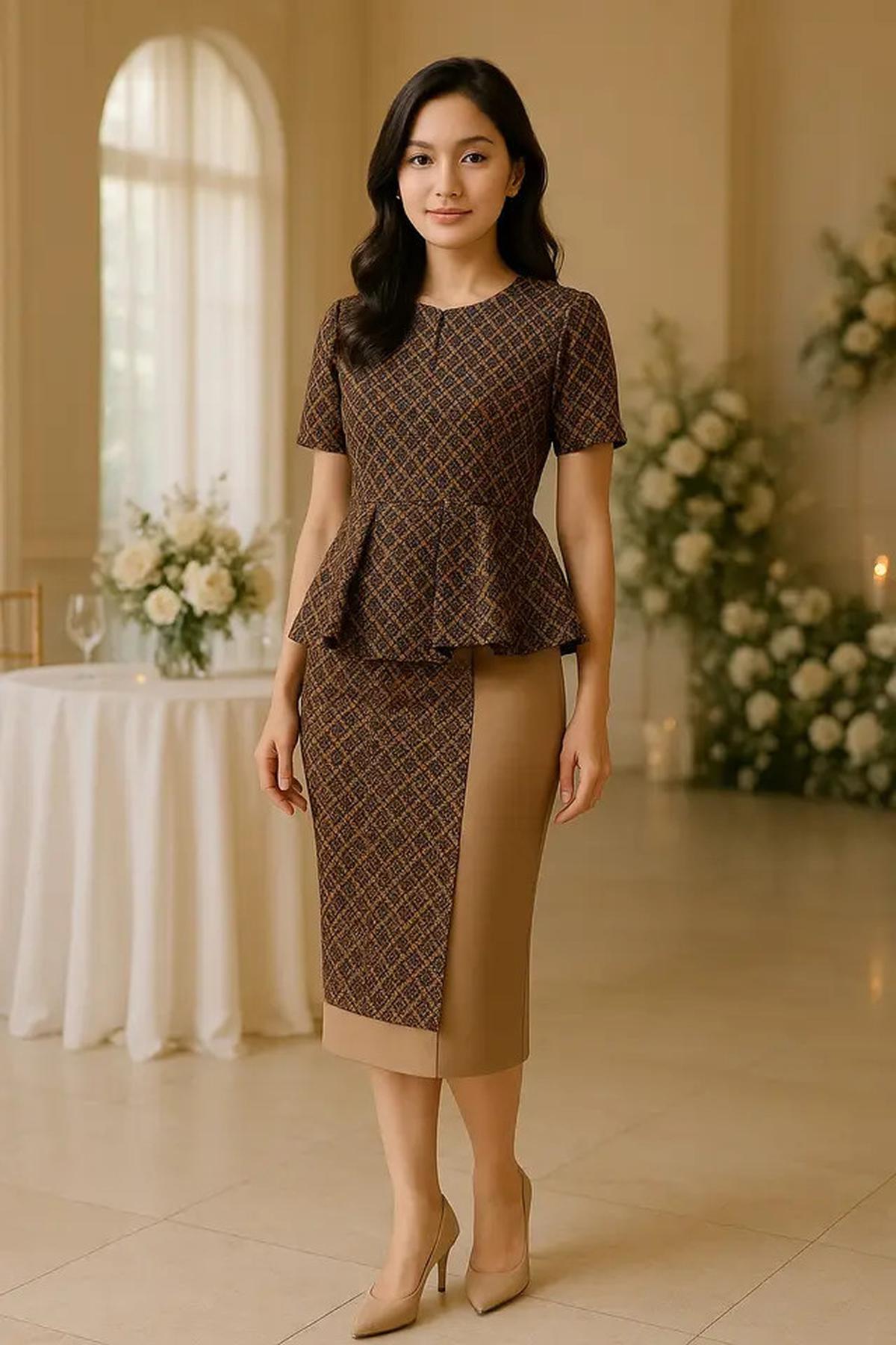 7 Model Rok Batik Kombinasi Kain Polos Wanita Modern yang Elegan