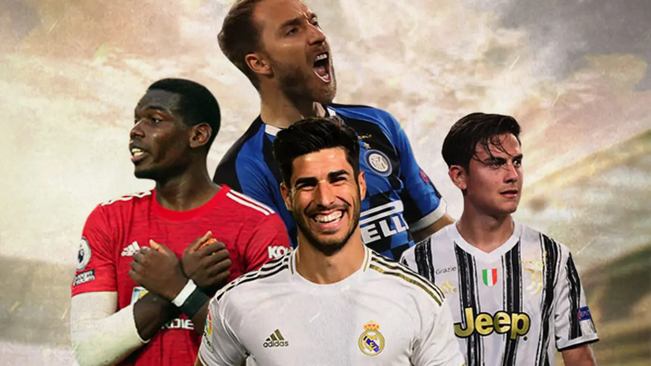 Ilustrasi - Paul Pogba, Marco Asensio, Christian Eriksen, Paulo Dybala