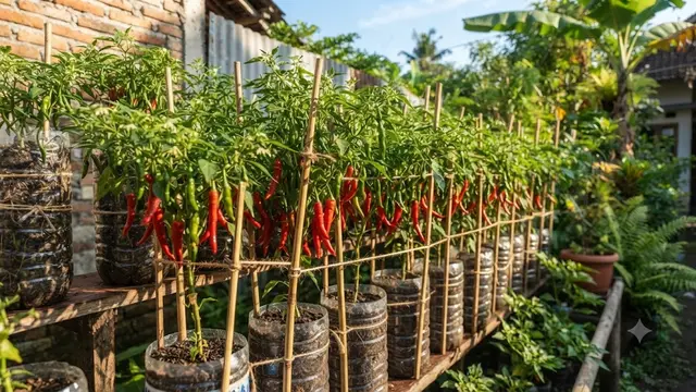 Kebun Cabai di Botol Bekas