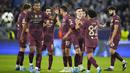 Manchester City bisa menjadi tim dengan catatan tidak terkalahkan terpanjang dalam sejarah Liga Champions pada laga berikutnya. Mereka selanjutnya akan melawan Sparta Praha pada 24 Oktober 2024. (AP Photo/Petr Josek)