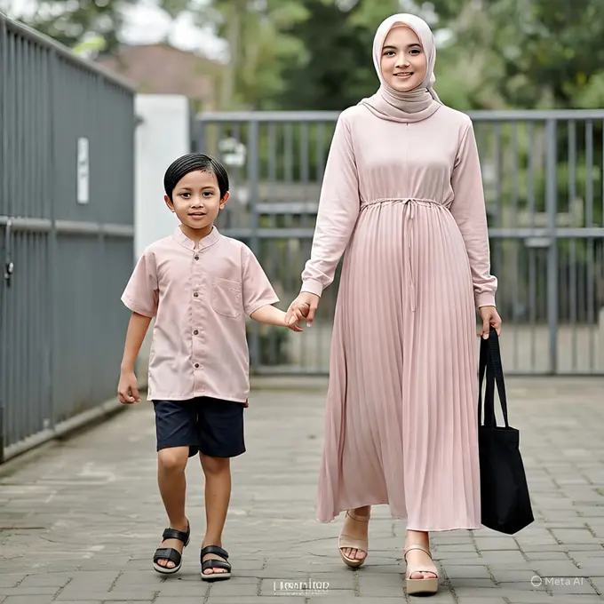 Outfit Ibu Antar Anak Sekolah