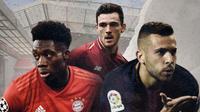 Alphonso Davies, Andrew Robertson dan Jordi Alba. (Bola.com/Dody Iryawan)