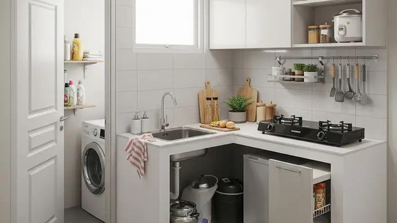 9 Model Dapur Mungil 1,5x2 Meter Rumah Type 21 yang Menyatu dengan Ruang Laundry