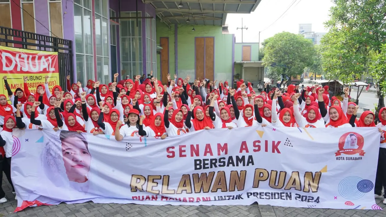 Relawan Puan menggelar senam asik di Surabaya. (Istimewa)