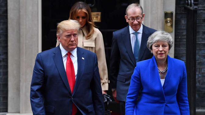 Presiden AS, Donald Trump dan PM Inggris, Theresa May di London (4/6/2019) (Ben Stansall / AFP PHOTO)
