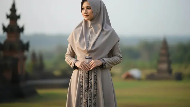 Model Gamis Brokat Klasik dengan Potongan Modern Minimalis