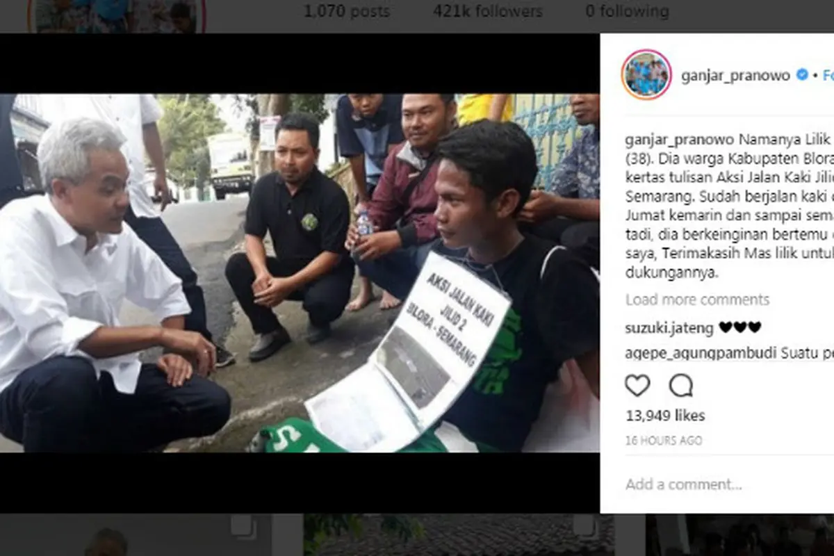 Pria Ini Rela Jalan Kaki 5 Hari demi Dukung Ganjar Pranowo
