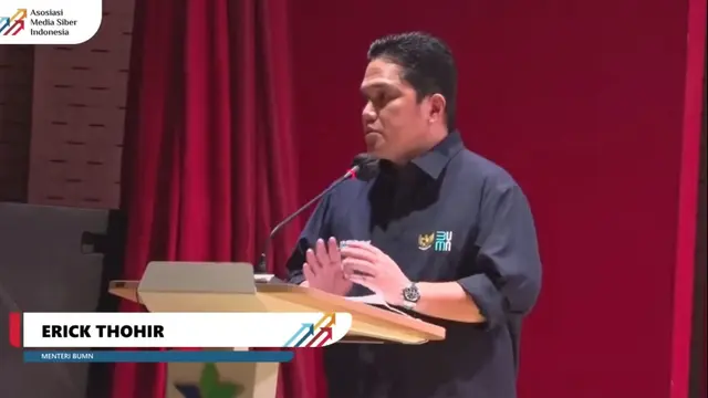Menteri BUMN Erick Thohir dalam diskusi bertajuk Menuju Masyarakat Cashless yang digelar AMSI DKI Jakarta, Rabu (3/8/2022).
