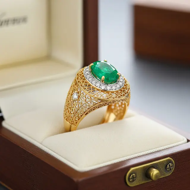 Model Cincin Emas Dubai Terbaru 2025 Dengan Detail Filigri Halus