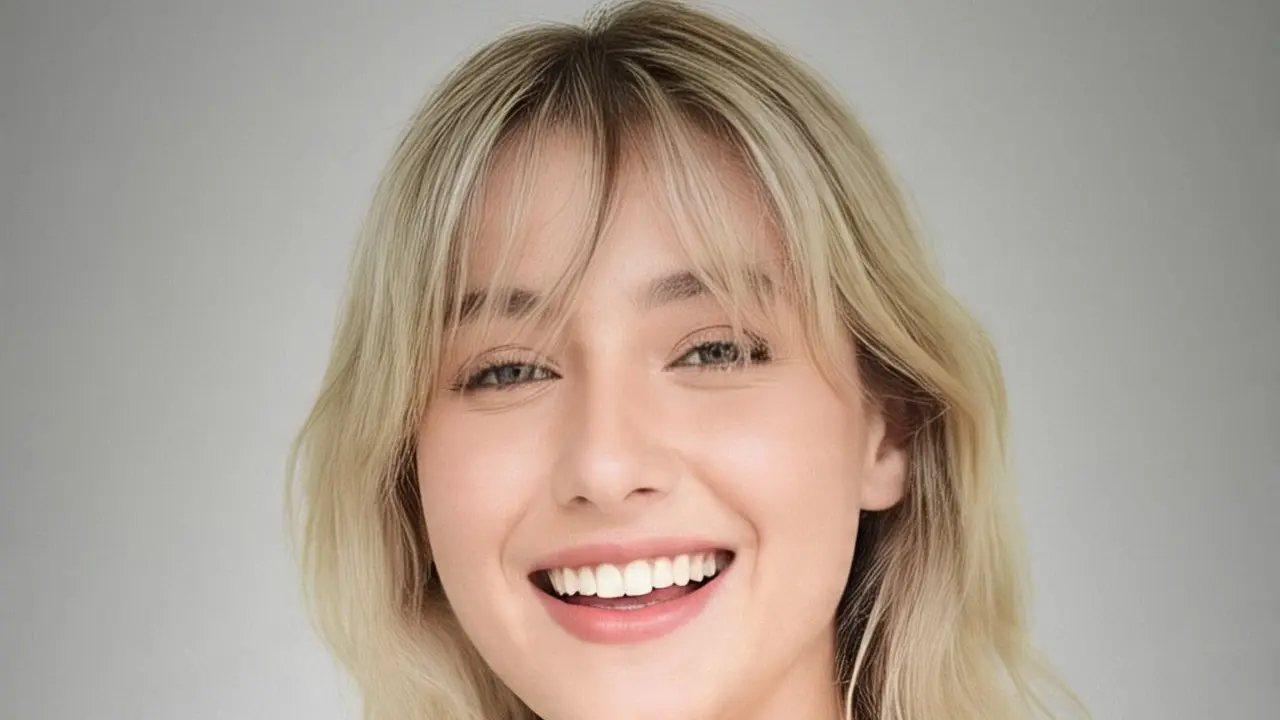 Blonde Balayage dengan Belahan Tengah