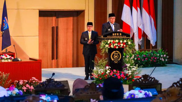 Wali Kota Tangerang Selatan (Tangsel) Benyamin Davnie Rapat Paripurna Penyampaian Pidato Wali Kota Tangerang Selatan periode 2025-2030 di hadapan Gubernur Banten, Forkopimda, Pimpinan dan Anggota DPRD Kota Tangerang Selatan. (Istimewa)