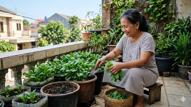 Ide Kebun Sayur dalam Pot Simpel (Foto: Gemini AI)