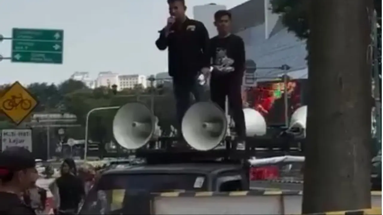 Demo PBRI dekat Bundaran Hotel Indonesia. (Tangkapan layar video).