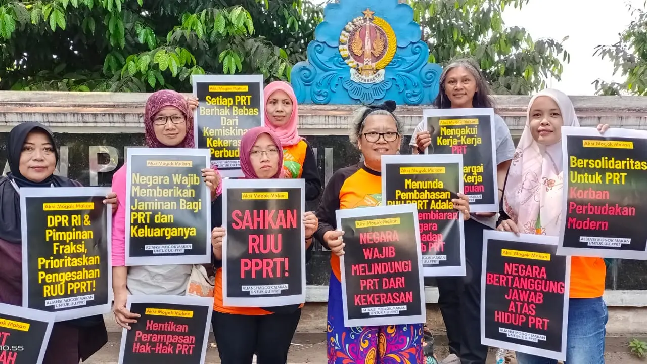 Aksi mogok makan PRT di Yogyakarta Senin(14/8/2023)