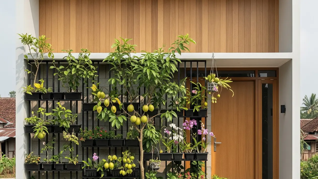 Rumah Minimalis di Desa Ukuran 5x8 dengan Kebun Buah Vertikal