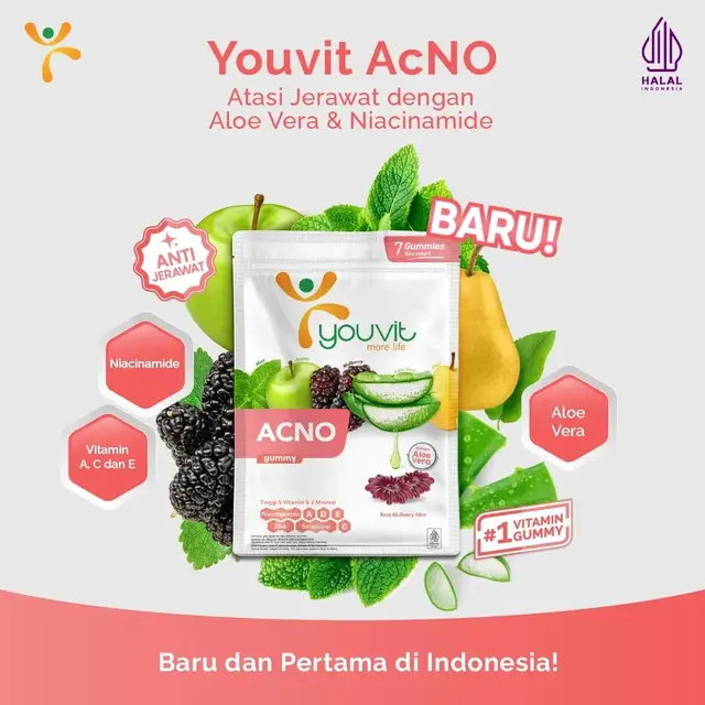 Youvit menghadirkan produk suplemen kecantikan terbaru yakni Youvit AcNo (Anti Jerawat)