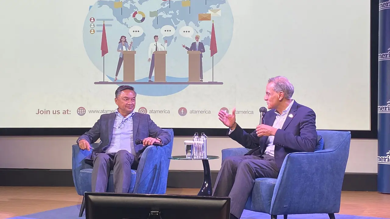 Wamenlu AS Richard Verma dalam kunjungannya ke Indonesia menyebut implementasi kerangka kerja sama ekonomi Indo-Pasifik terus ditingkatkan (Liputan6.com/Teddy Tri Setio Berty).