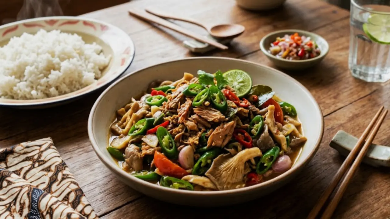 Resep Tongkol Suwir Tumis Jamur dan Cabai Hijau Kaya Protein