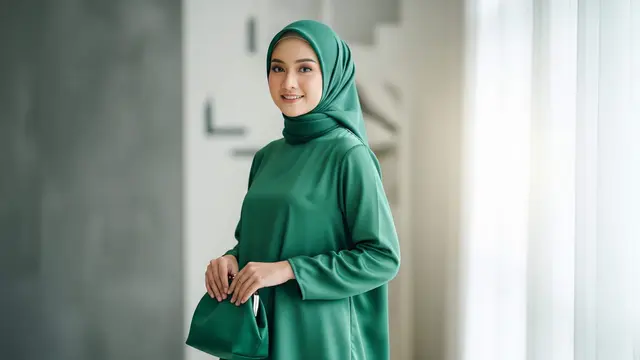 Model Set Tunik Polos dengan Celana Kulot untuk Baju Lebaran Simpel