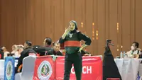 Pesilat Indonesia, Safira Dwi Meilani, yang bertanding di Kelas B Putri SEA Games 2023 SEA Games 2023  di Convention and Exhibition Center, Phnom Penh, Rabu (10/5/2023). (Bola.com/Gregah Nurikhsani)