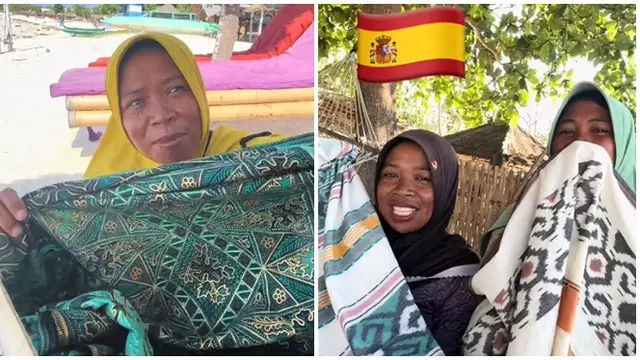 Viral Ibu Penjual Sarung di Lombok Fasih 3 Bahasa Asing,