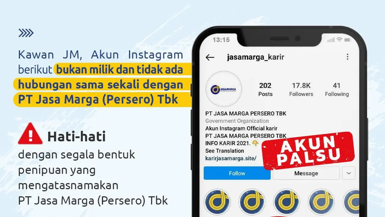 Lowongan palsu PT Jasa Marga (Persero) Tbk
