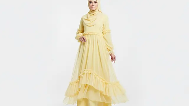 Dress Chiffon Tile Ruffle Feminim