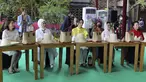 (Dari kanan ke kiri) Ibu Negara China Peng Liyuan, Ibu Negara Indonesia Iriana Joko Widodo, Ibu Negara Korea Selatan Kim Keon-hee, Ibu Negara Turki Emine Erdogan dan Istri Perdana Menteri Jepang Yuko Kishida menghadiri rangkaian kegiatan Konferensi Tingkat Tinggi (KTT) G20 di Sofitel Bali Nusa Dua Beach Resort, Nusa Dua, Bali, Indonesia, Selasa (15/11/2022). Dalam pertemuan ini para pendamping akan diajak untuk melihat dan ikut merasakan sejumlah kearifan lokal yang dimiliki Indonesia, mulai dari hasil kerajinan hingga hidangan khas Indonesia. (AP Photo/Firdia Lisnawati via Pool)