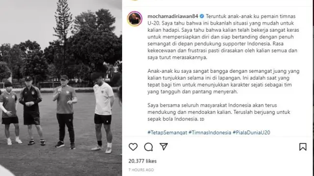 Beri Pesan Menyentuh untuk Timnas yang Gagal Tampil di Piala Dunia U-20, Iwan Bule Diminta Warganet Gantikan Ganjar Pranowo