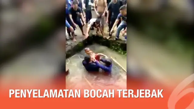 VIDEO: Penyelamatan Dramatis Bocah Terjebak di Saluran Air