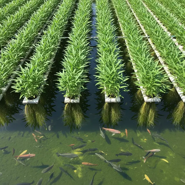 Menanam Kangkung Menggunakan Air Kolam Ikan (AI Generated)