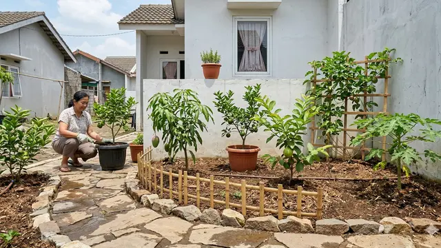 Tips Menata Kebun Buah Mini di Rumah Type 27 (Foto: Gemini AI)