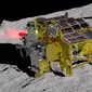 Ilustrasi seorang seniman menggambarkan seperti apa pendarat SLIM di permukaan Bulan. (Dok. JAXA)