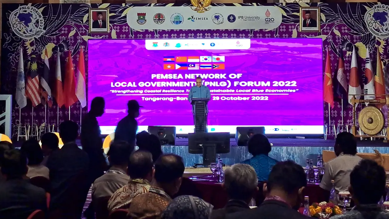 Pertemuan Forum PEMSEA NETWORK OF LOCAL GOVERNMENT (PNLG) 2022 di Hotel Atria, Gading Serpong, Kabupaten Tangerang, Rabu (26/10/2022).