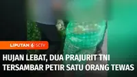 Dua prajurit TNI tersambar petir saat hujan lebat mengguyur Mabes TNI di Cilangkap, Jakarta Timur. Satu dari dua prajurit TNI yang tersambar petir meninggal dunia.