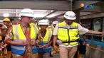 Gubernur DKI Jakarta Anies Baswedan, mendatangi Depo MRT di Lebak Bulus, Jakarta. Anies yang ditemani putranya, memeriksa bagian dalam dua rangkaian gerbong yang telah tersambung.