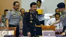 Komjen Pol Budi Gunawan saat menghadiri uji kepatutan dan kelayakan sebagai calon Kepala BIN, dengan Komisi I DPR, di Jakarta, Rabu (7/9). Budi Gunawan merupakan Calon tunggal yang di tunjuk oleh Jokowi sebagai Kepala BIN. (Liputan6.com/Johan Tallo)