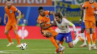 Timnas Belanda dan Timnas Prancis harus puas bermain imbang tanpa gol pada laga kedua Grup D Euro 2024 di&nbsp;Leipzig Stadium, Leipzig, Sabtu (22/6/2024) dini hari WIB. Meski gagal menang, kedua tim tetap menjaga asa lolos ke perempat final Euro 2024. (AP Photo/Antonio Calanni)