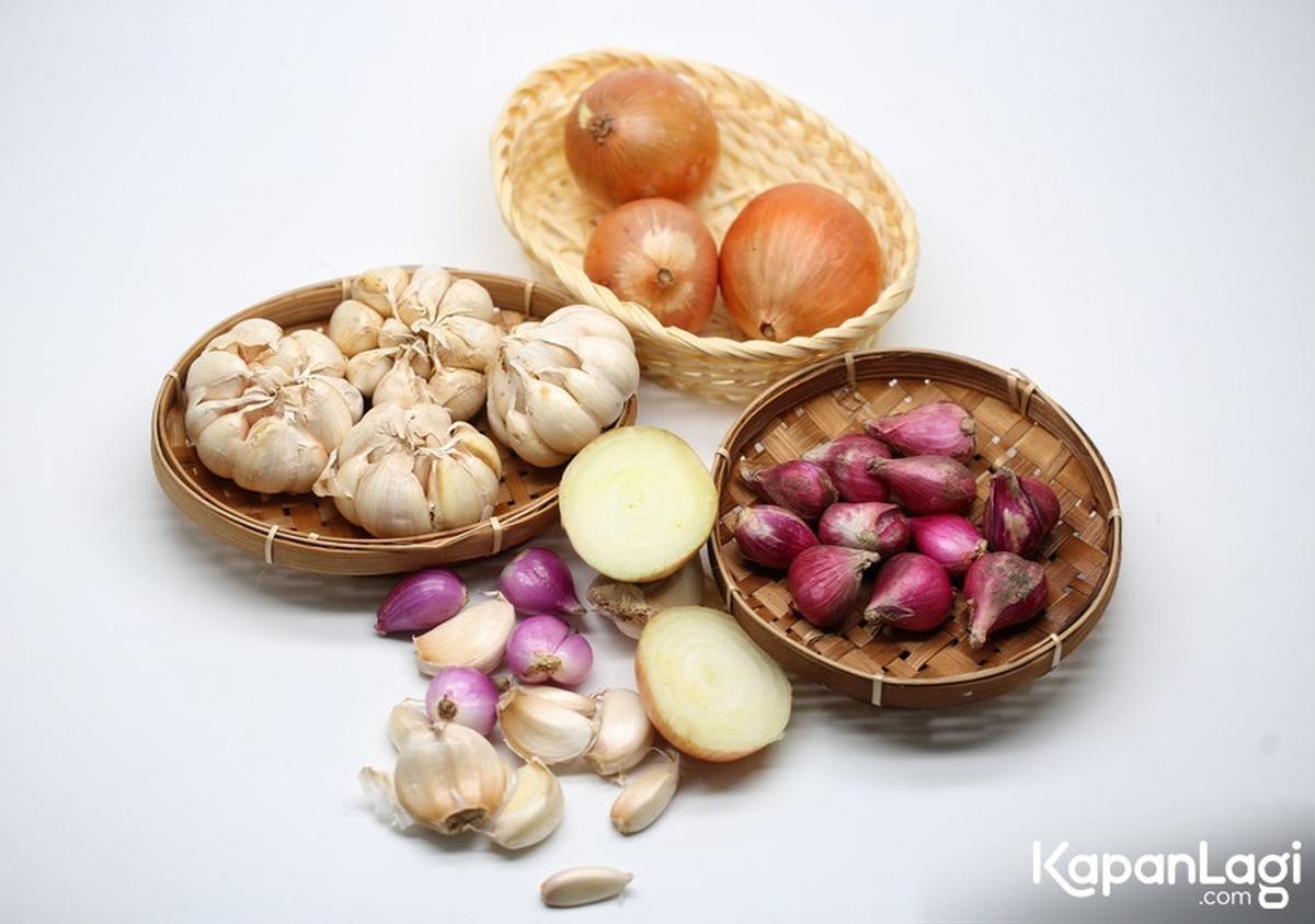 Ilustrasi Bumbu Dapur, Bawang Merah, Bawang Putih, Bawang Bombay, Bawang