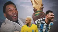 Ilustrasi - Pele, Neymar dan Lionel Messi (Bola.com/Adreanus Titus)