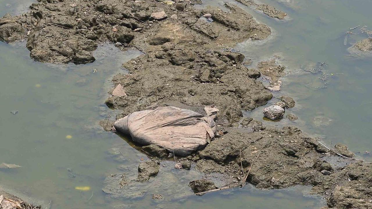 Aliran Kanal Banjir Timur sepanjang Rawa Bebek, Jakarta, Senin (21/8/2023) mengalami penyusutan volume air yang ekstrem.

Kondisinya yang hampir kering membuat bagian dasar sungai pun terlihat.