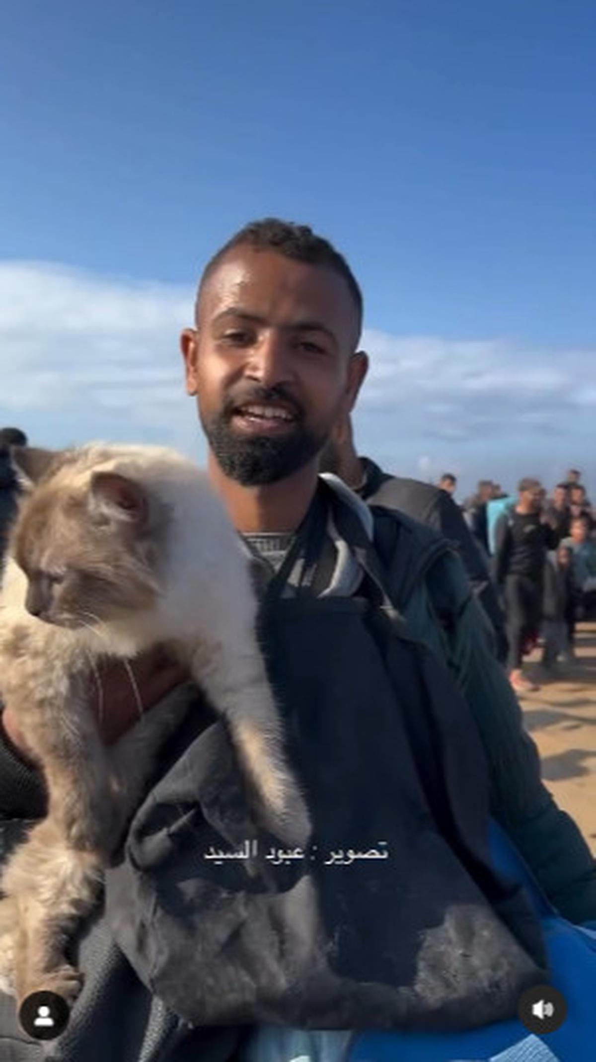 Potret Warga Gaza Palestina Pulang Bersama Kucing Mereka Berjalan Kaki di Tengah Puing Bangunan